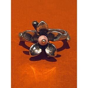 James Avery Retired Silver Pink Blossom Flower W/ Pink Bead Size 4.5